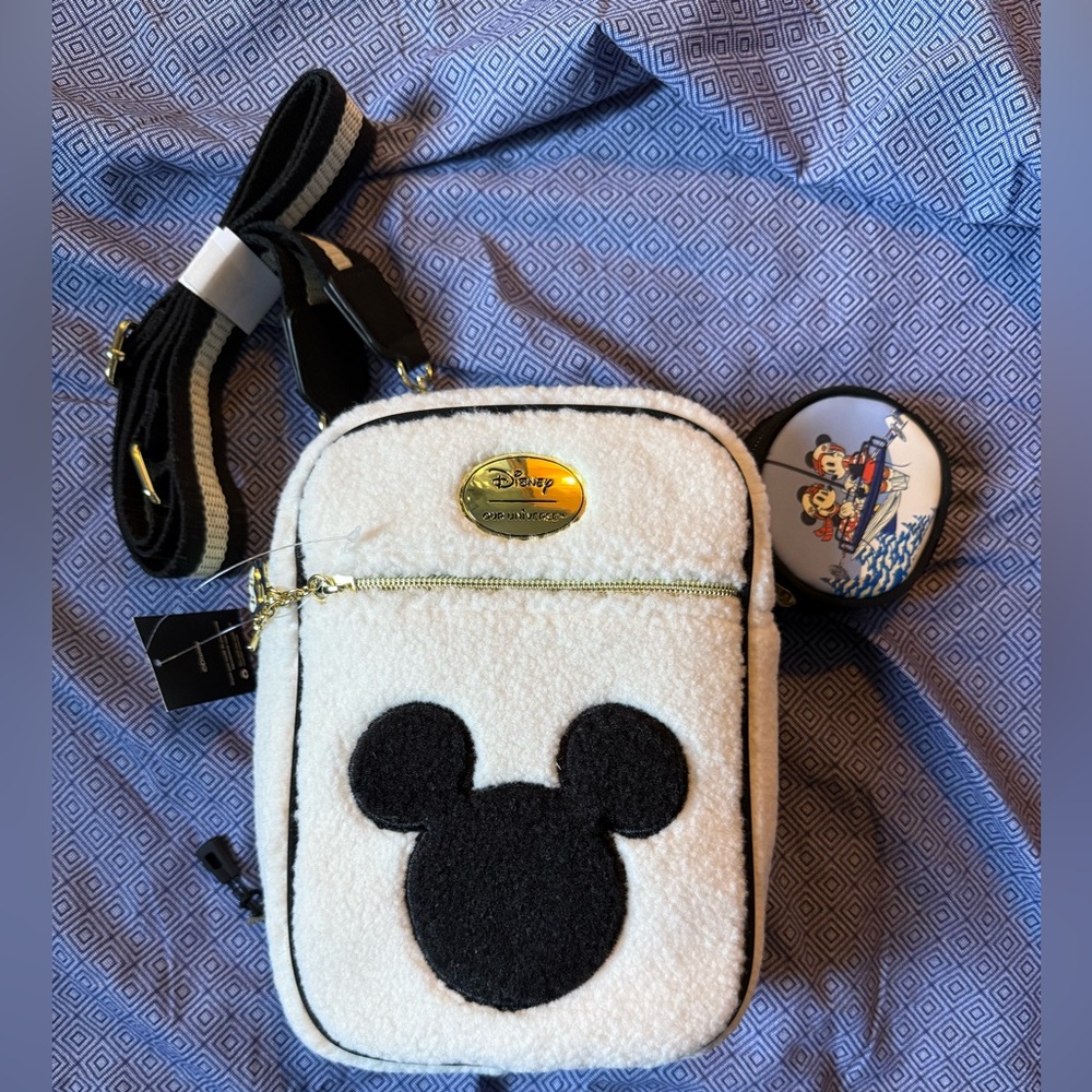 Our Universe Mickey Mouse Sherpa Crossbody Bag w/Coin Purse-NWT